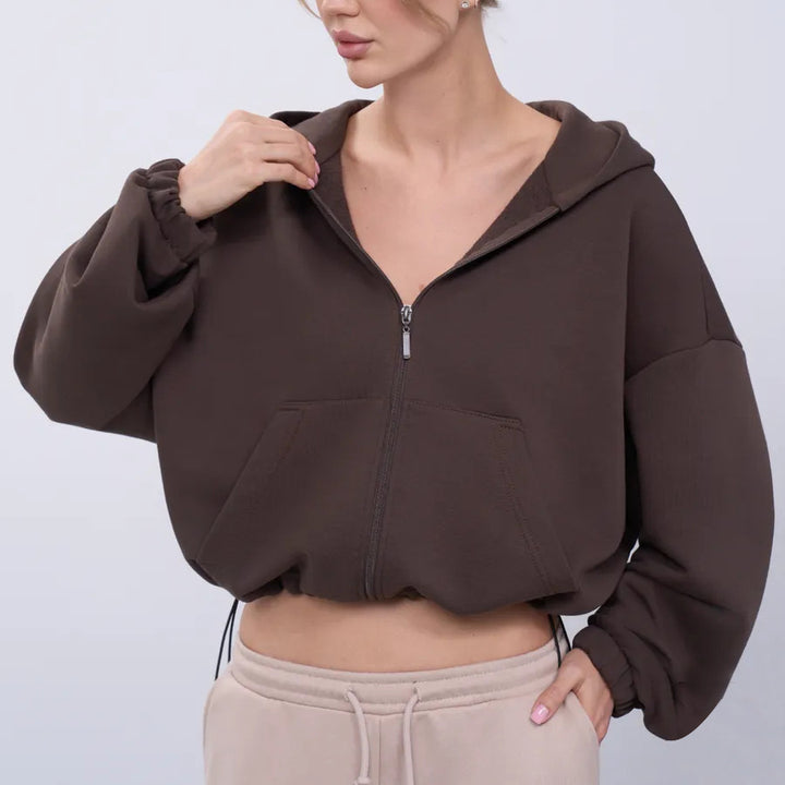 Women's Fashionable Cropped Zip Hoodie Mune Fashion