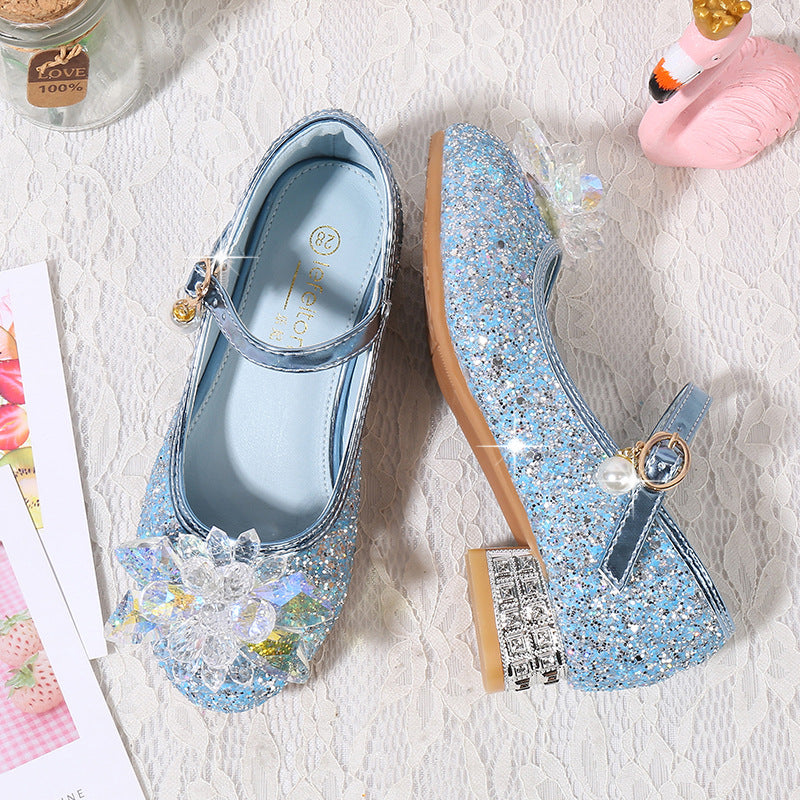 Girls' ballerinas with sparkling crystal flowers and glitter Mune Fashion
