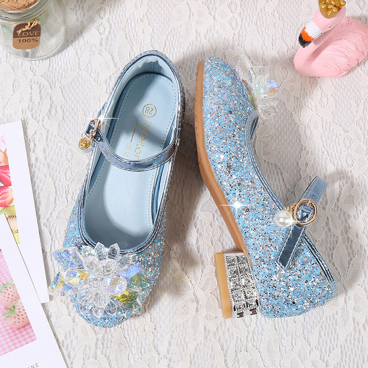 Girls' ballerinas with sparkling crystal flowers and glitter Mune Fashion