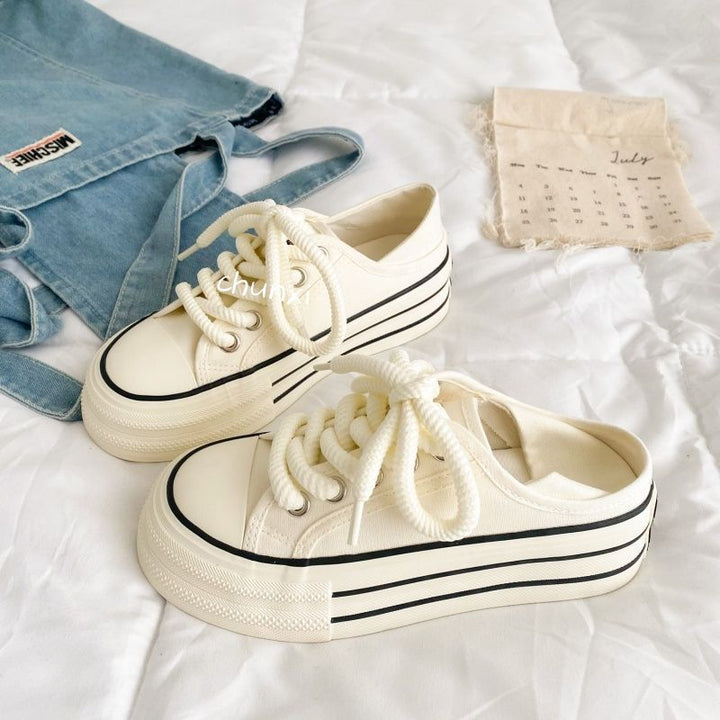 Women's Platform Sneakers with Elastic Lacing System and Durable Upper Material Mune Fashion