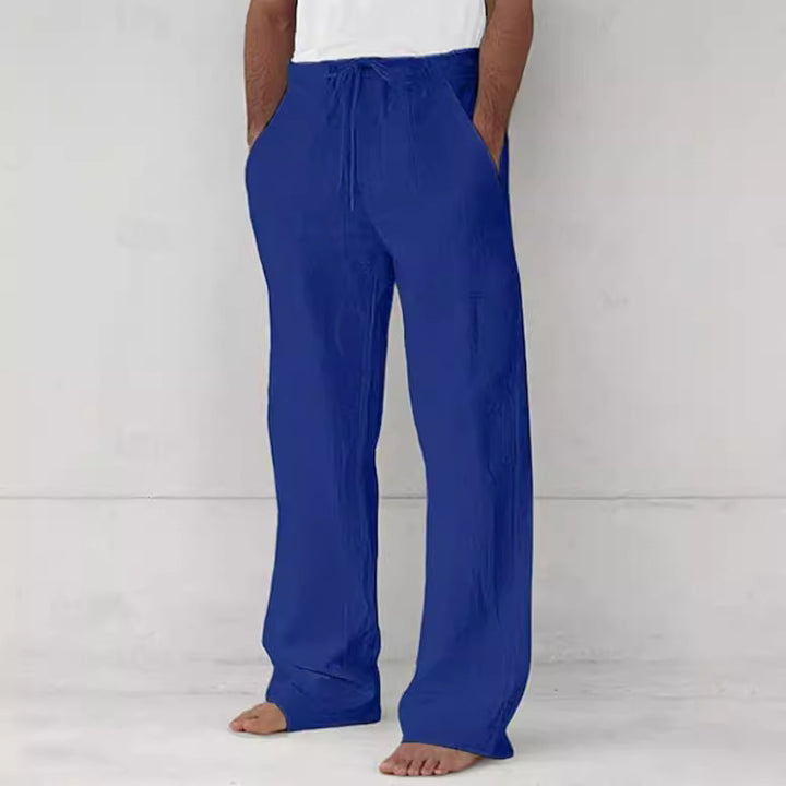 Men's light Relax Chino made of linen blend with loose leg, drawstring waistband and side pockets Mune Fashion