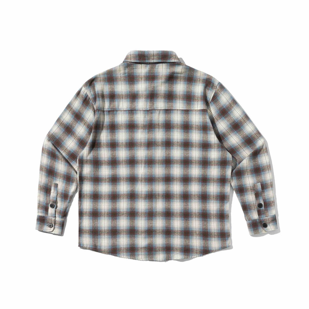 Men's flannel shirt jacket in boxy look with soft brushed finish and chest patch pocket Mune Fashion