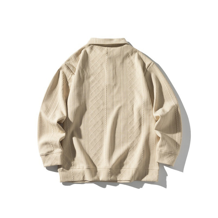 Unisex Structured Polo Shirt - Oversized Knit Sweater with Cable and Diamond Knit Mune Fashion