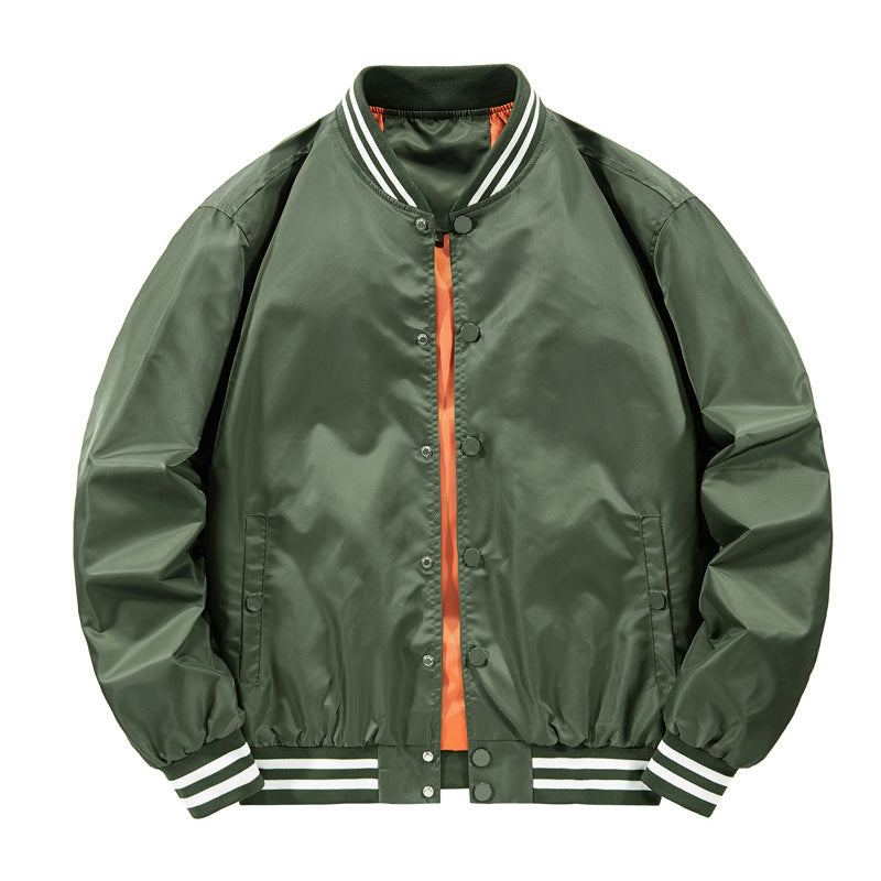Men's Light Windproof Bomber with Striped Ribbed Cuffs and Contrasting Inner Lining Mune Fashion