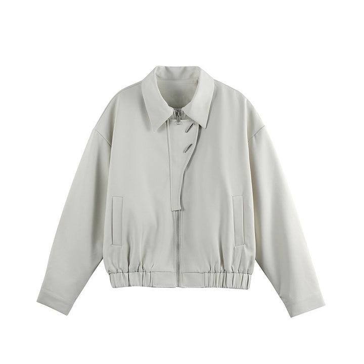 Unisex Lightweight Blouson with Lapel Collar, Hidden Zipper and Elastic Hem Mune Fashion