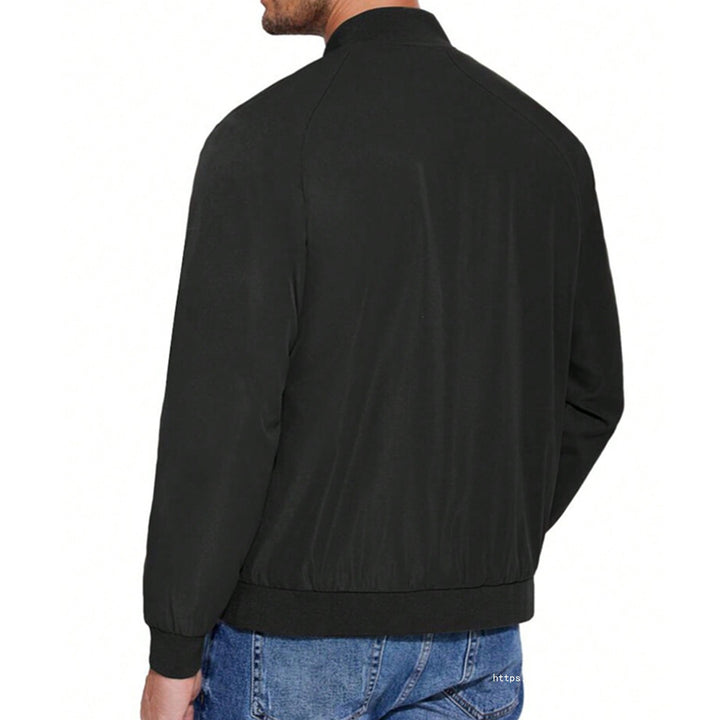 Men's Light Cotton-Mix Bomber Jacket with Ribbed Cuffs and Concealed Zipper Mune Fashion