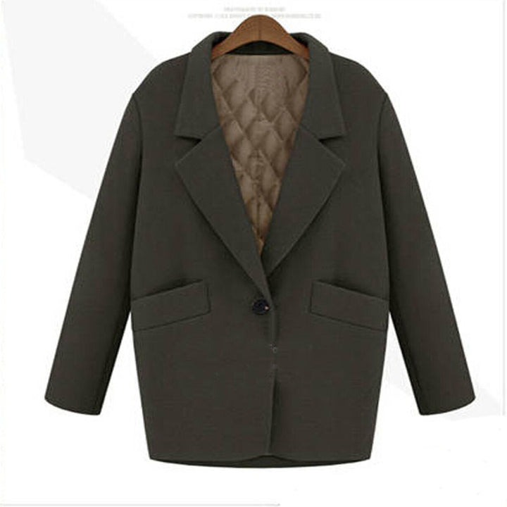 Women Oversized Wool Blend Short Coat with Quilted Lining and Flap Pockets Mune Fashion