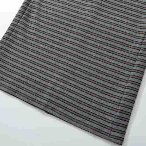 Women's Striped Midi Skirt made of Stretch Jersey with High Waistband and Drawstring Mune Fashion
