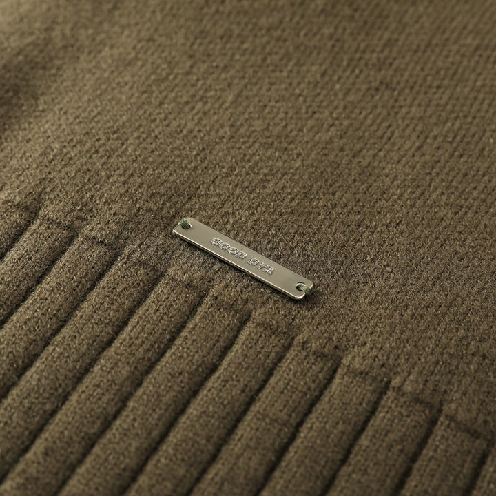 Unisex Oversize Knit Cardigan with Stand-Up Collar, Full Zip & Structured Rib Knit Mune Fashion