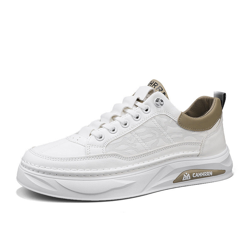 Unisex minimalist platform sneaker made of textured synthetic leather with padded heel collar and sculpted outsole Mune Fashion