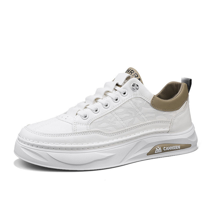 Unisex minimalist platform sneaker made of textured synthetic leather with padded heel collar and sculpted outsole Mune Fashion