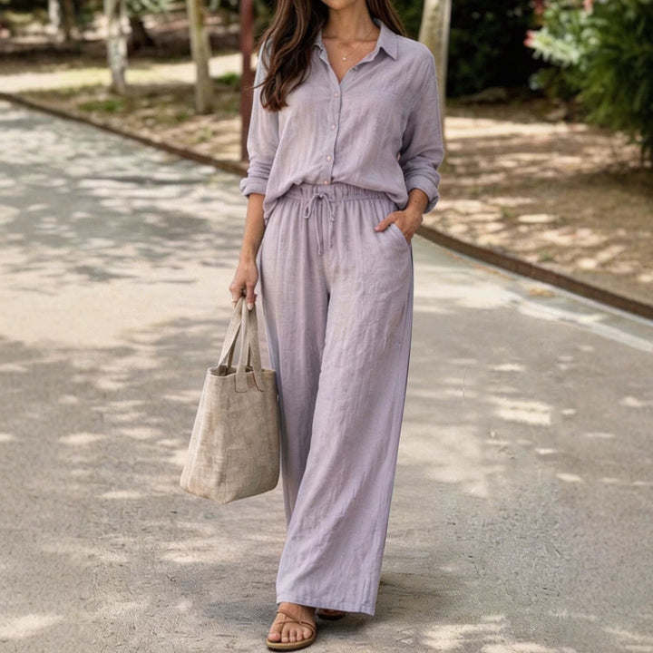 Ladies Lightweight and Comfortable Summer Blouse with Wide Pants Mune Fashion