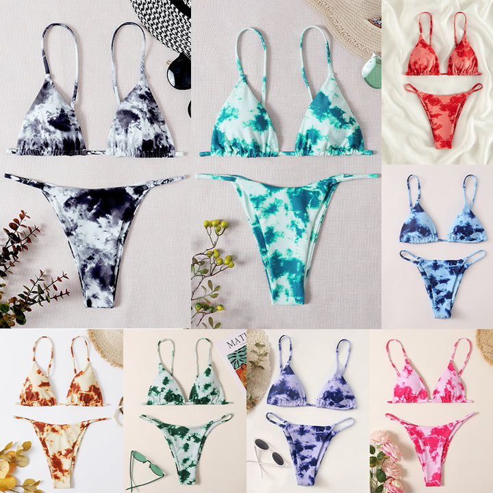 Women's Triangle Bikini with adjustable straps and stylish tie-dye pattern Mune Fashion