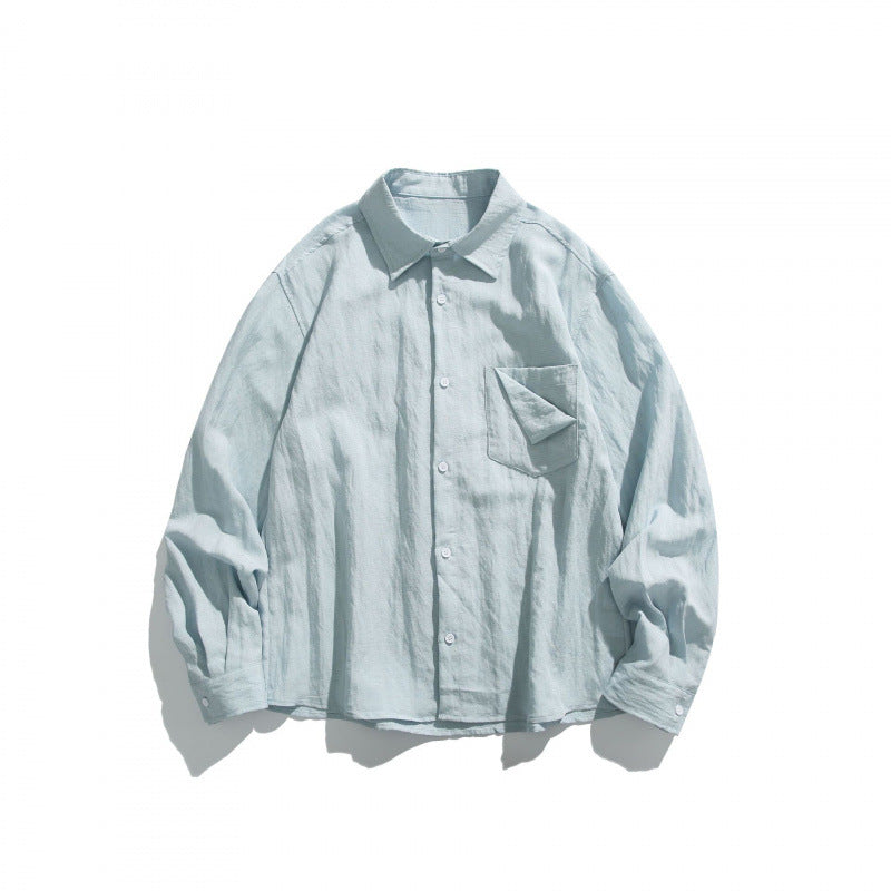 Unisex Oversize lightweight linen blend shirt with chest pocket and loose boxy cut Mune Fashion