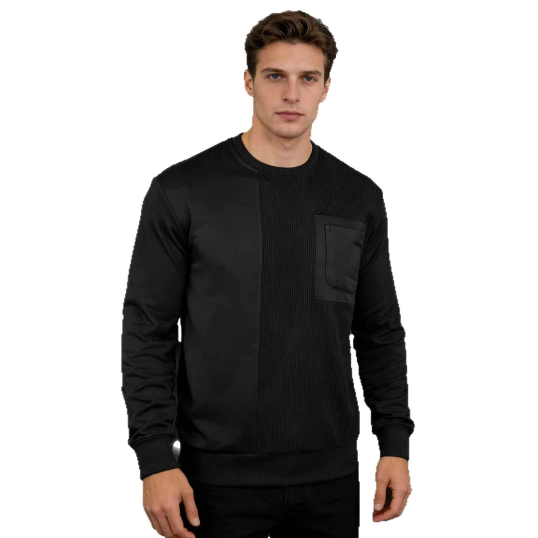 Men's Long Sleeve Textured Sweatshirt with Chest Pocket and Rib Detail Mune Fashion