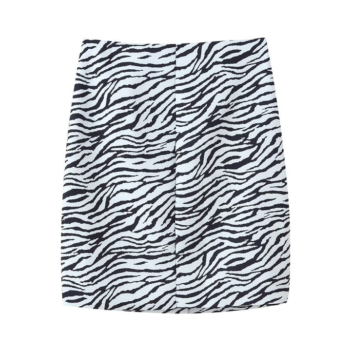 Women's Short Blazer with Oversized Shawl Collar and Zebra Print Mune Fashion
