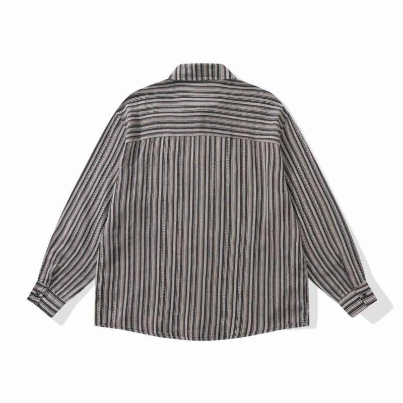 Unisex Oversize-Longsleeve Shirt with Vertical Striped Pattern and Chest Pocket Mune Fashion