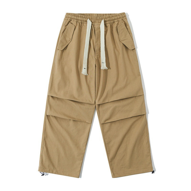 Unisex Loose Utility Cargo Pants with Elastic Waistband, Drawstring and Adjustable Hem
