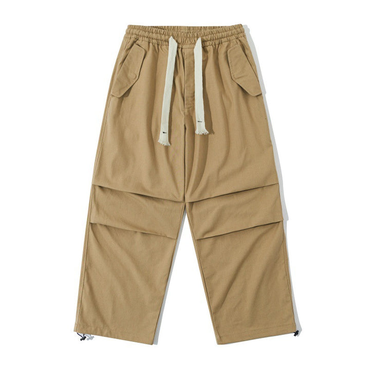 Unisex Loose Utility Cargo Pants with Elastic Waistband, Drawstring and Adjustable Hem