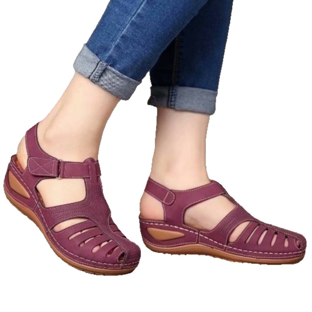 Ladies nan closed slingback sandals with perforated upper material, ergonomic comfort footbed and lightweight wedge heel Mune Fashion