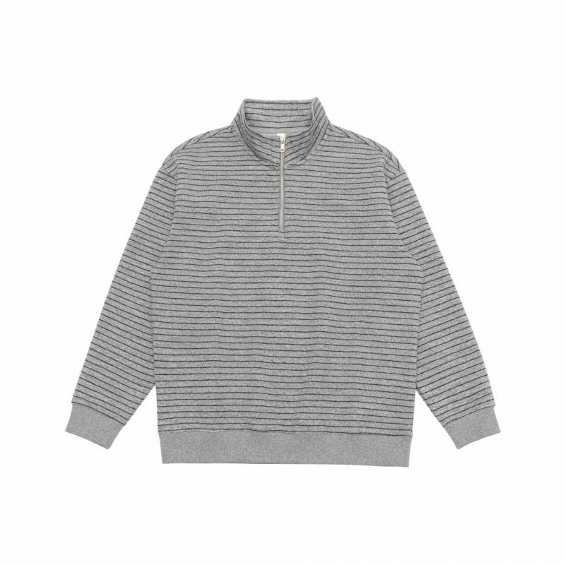 Unisex Oversize fine knit pullover with half zipper and stand-up collar Mune Fashion
