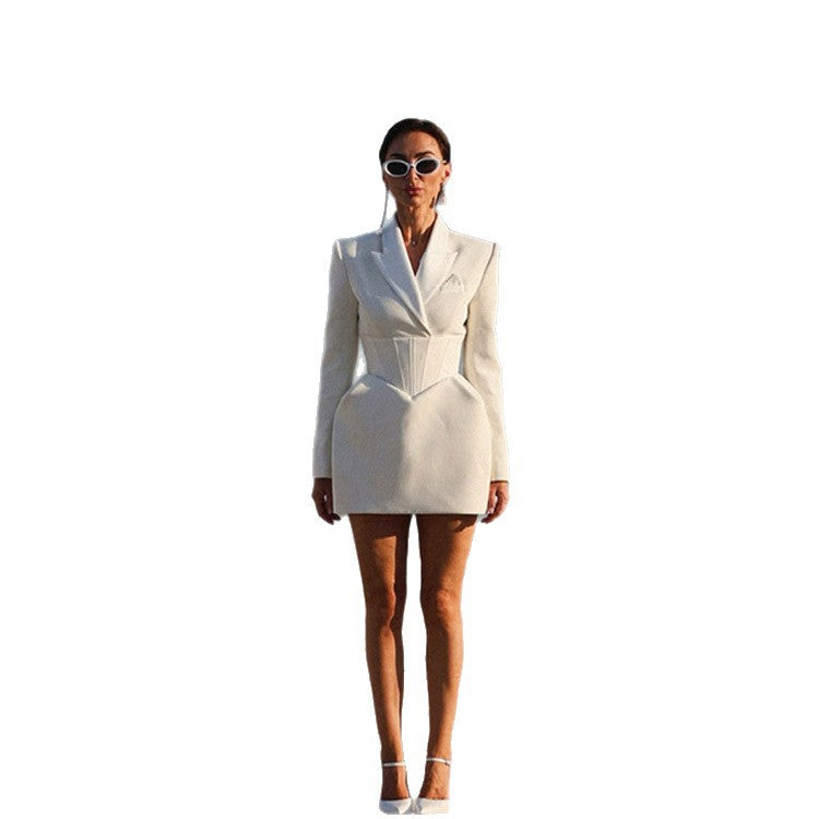 Women's Sculpted Corset Blazer Dress with Fitted Corset Waist Mune Fashion