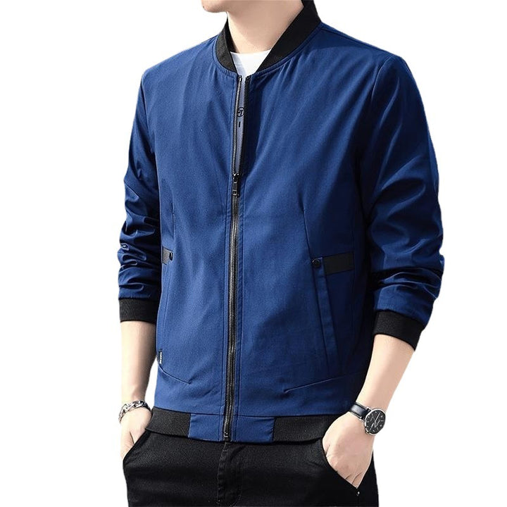 Men's Lightweight Bomber Jacket with Contrast Ribbed Cuffs, Concealed Two-Way Zipper & Utility Pockets Mune Fashion