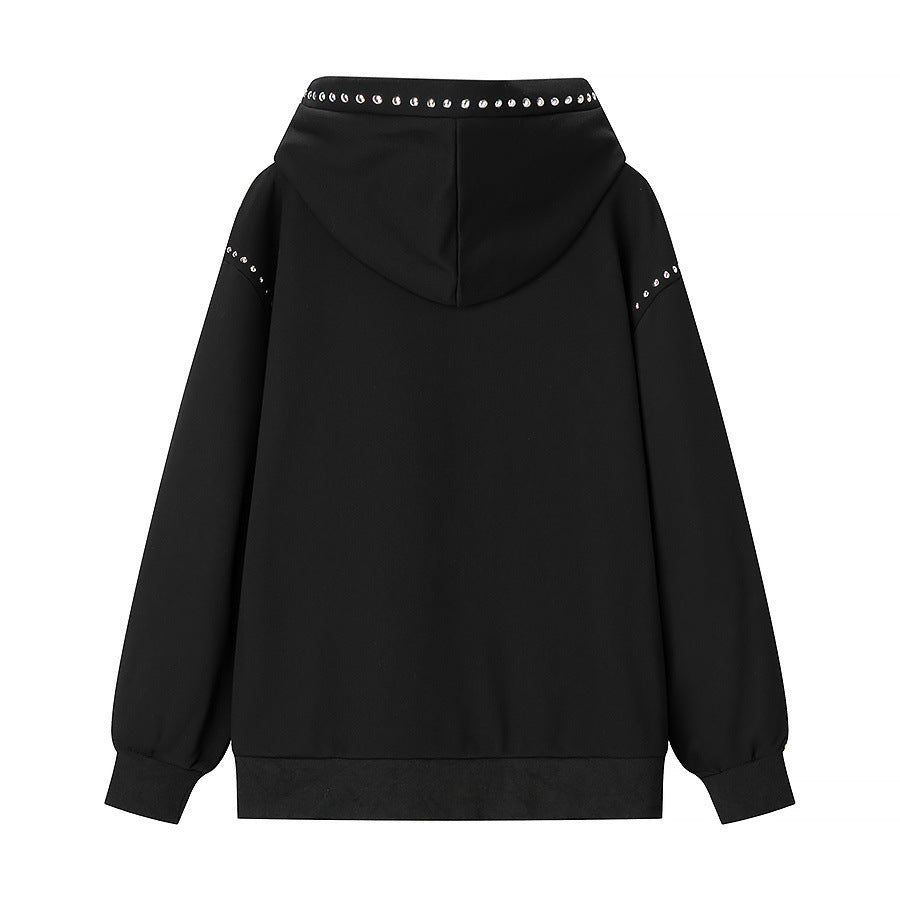 Women's Oversize Hoodie with Studded Accents and Balloon Sleeves Mune Fashion