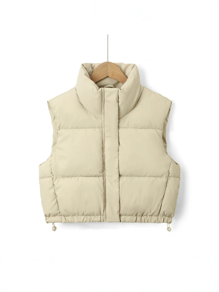 Women Padded Quilted Gilet with High Stand-Up Collar Mune Fashion