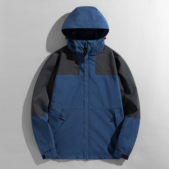 Men's two-layer technical hooded outdoor jacket with high closing stand-up collar and adjustable hood Mune Fashion