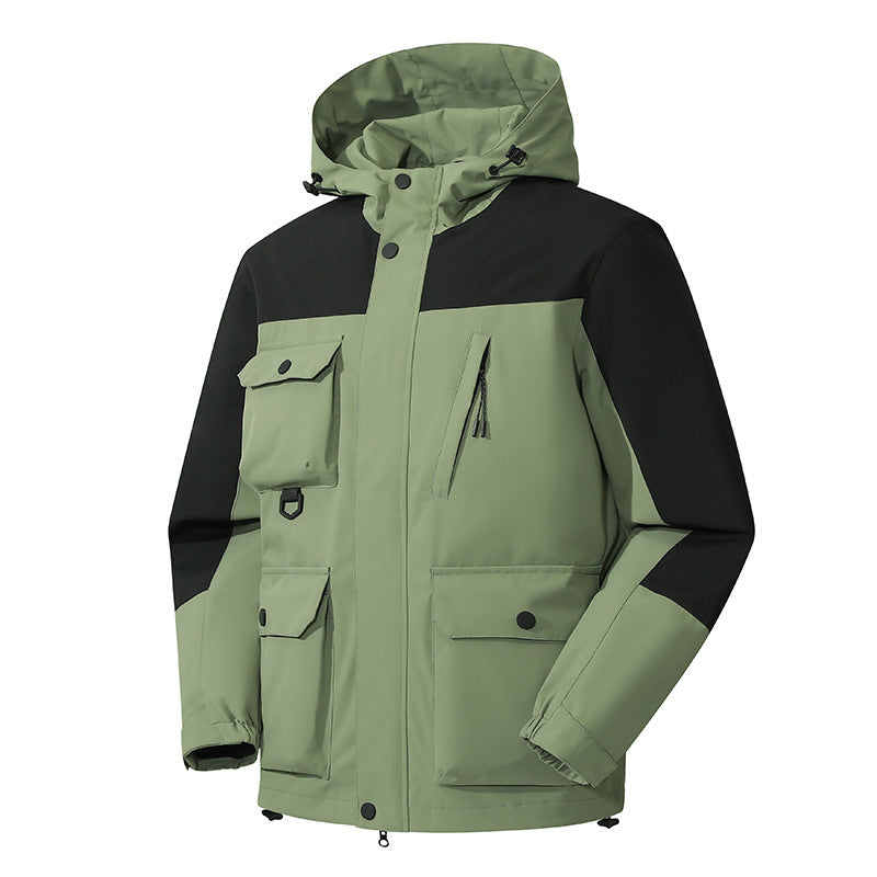Men's Technical Utility Field Jacket with Hood, Multiple Pockets and Wind-Resistant Shell Mune Fashion