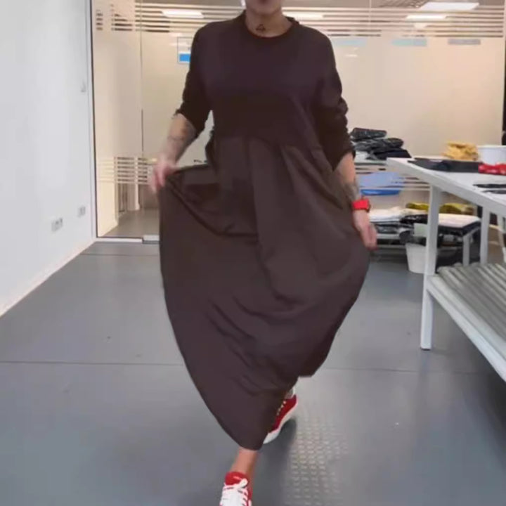 Women's nan oversized maxi dress with deep yoke and side pockets Mune Fashion