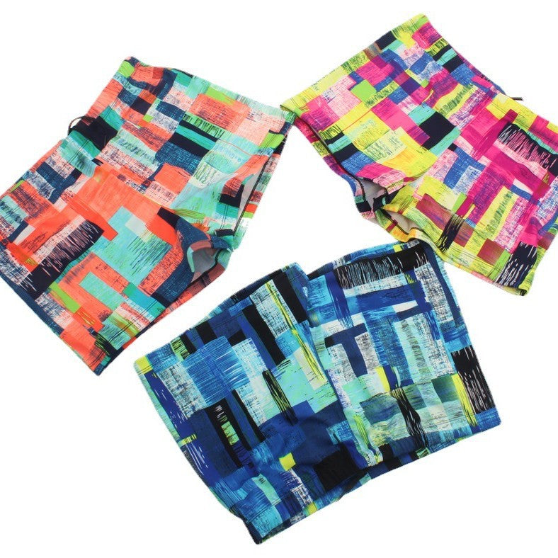 Men's sporty swim shorts with colorful pattern Mune Fashion