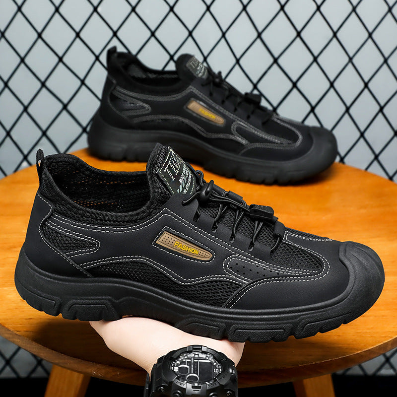 Men's sturdy mesh trekking shoe with reinforced rubber toe cap, quick-lace fastening, and grippy tread sole Mune Fashion