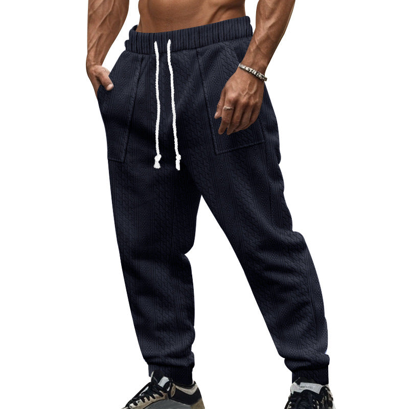 Men's cable knit joggers with drawstring waistband and patch pockets Mune Fashion
