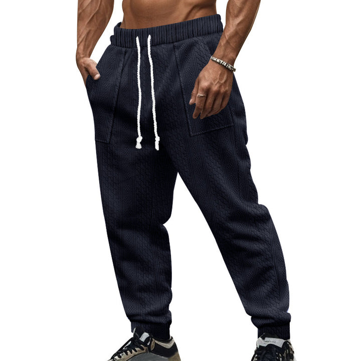 Men's cable knit joggers with drawstring waistband and patch pockets Mune Fashion
