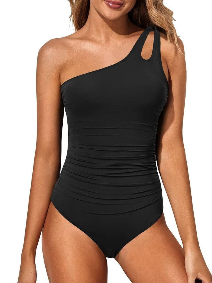 Women One-Sided Swimsuit with Leopard Print Mune Fashion