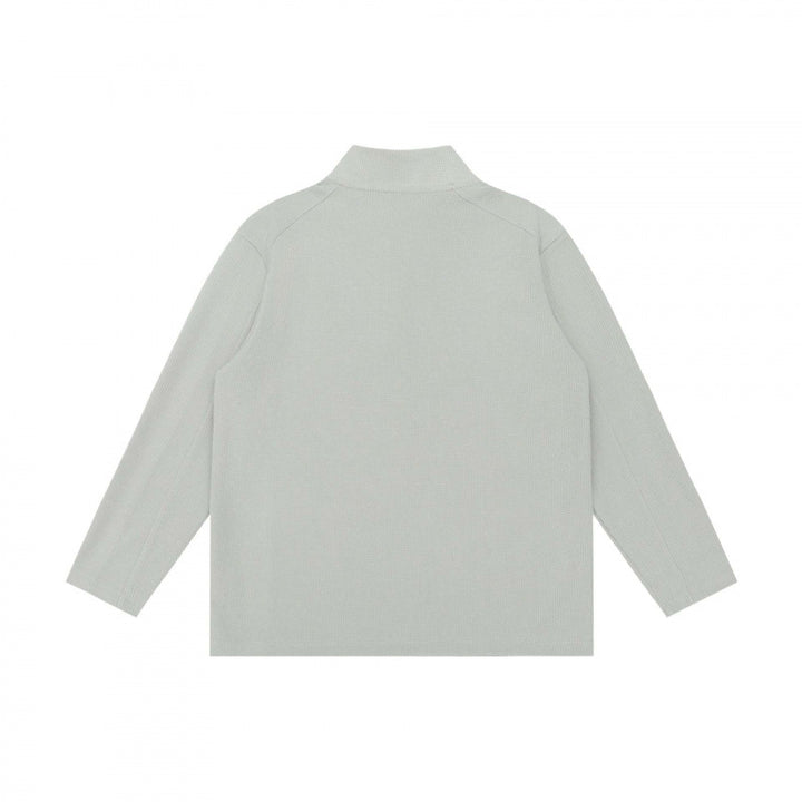 Unisex Textured Half-Zip Knit Sweater in Boxy Cut with Stand-up Collar Mune Fashion
