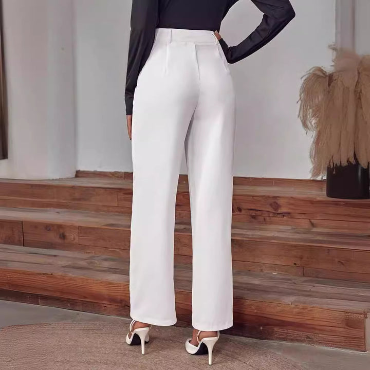 Women's High-Waisted Palazzo Pants with Crease and Straight Leg Drune