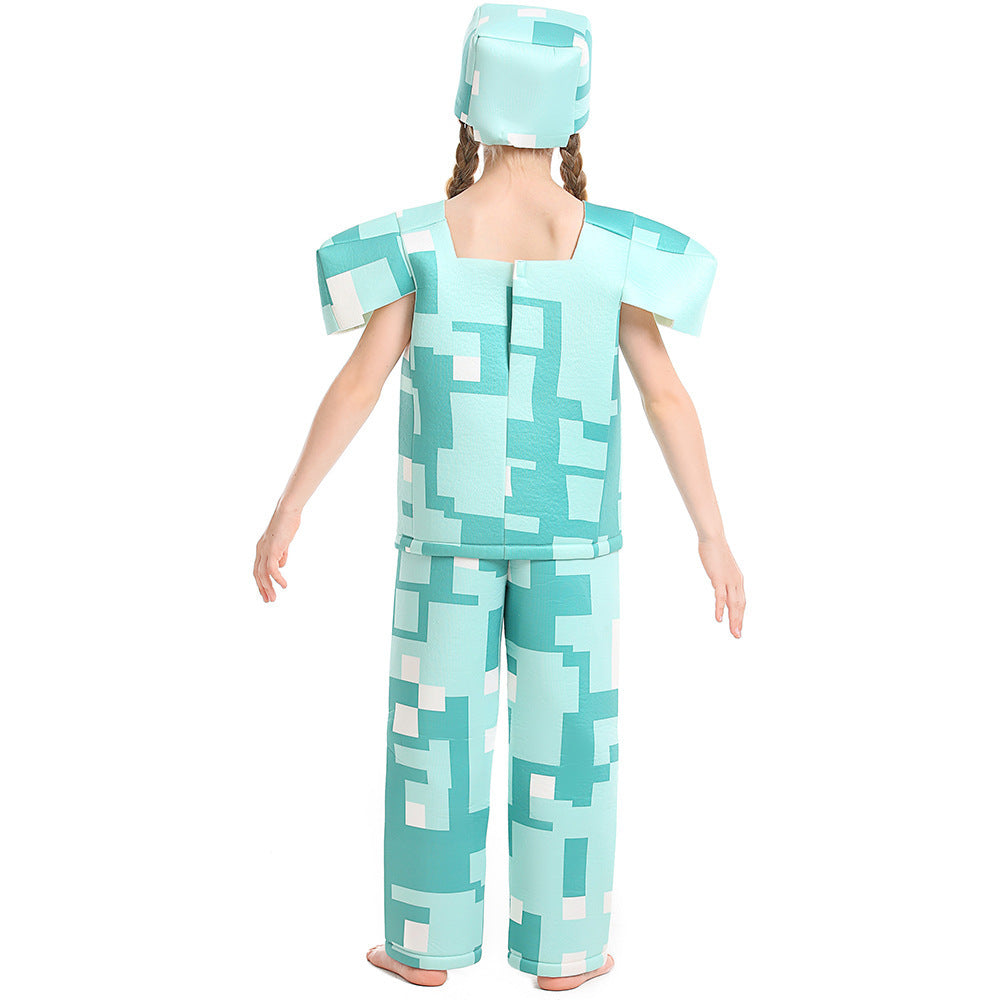 Girls Minecraft Costume with Geometric Pattern and Casual Fit Mune Fashion