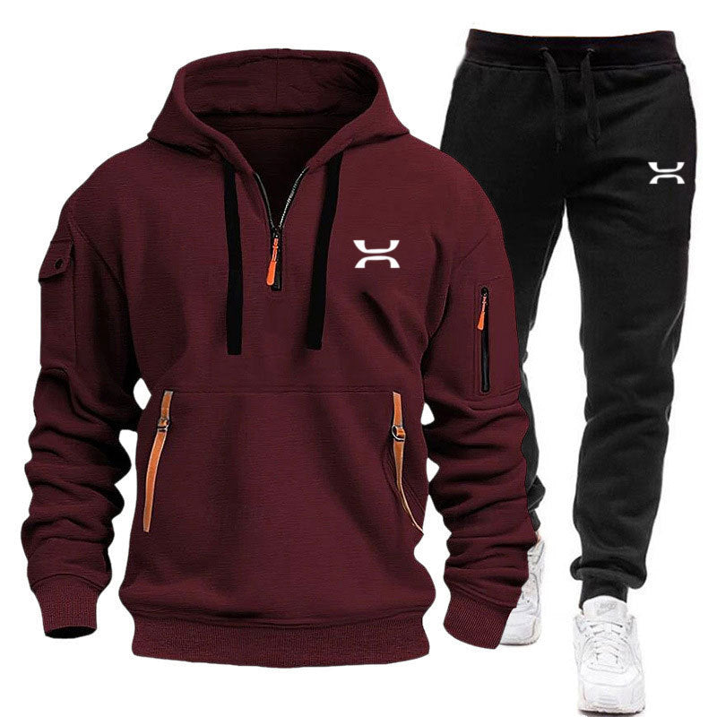 Men's Sporty Hoodie and Tracksuit Set with Functional Pockets and Sporty Cut Mune