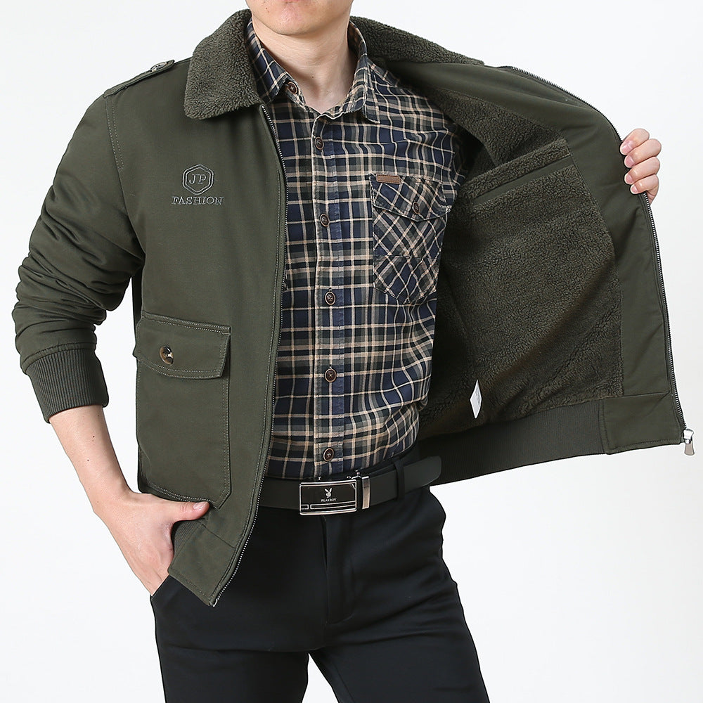 Men's Utility Flight Jacket made of cotton blend with teddy collar and patch pockets Mune Fashion