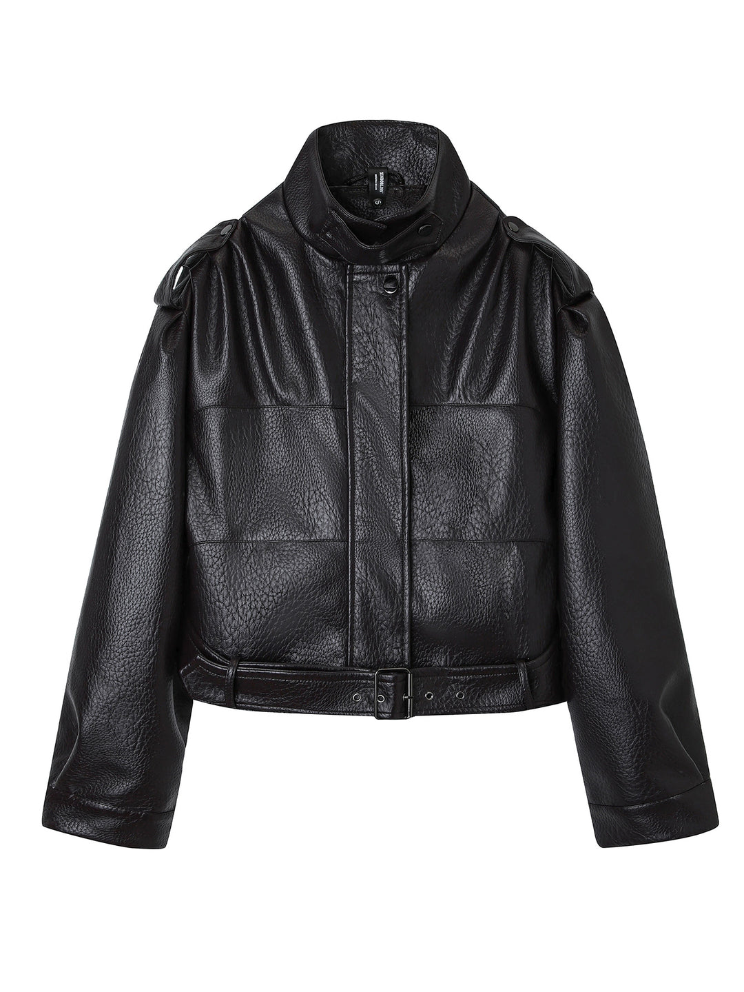 Ladies Fashion Faux Leather Jacket with Belt Mune Fashion