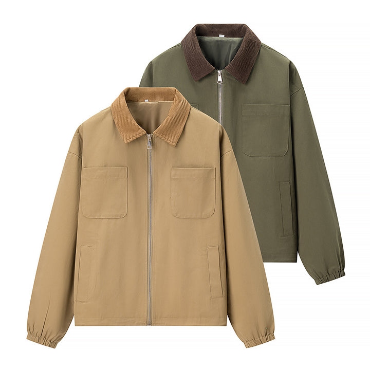 Women’s short jacket in workwear style with cord collar, zipper and patch chest pockets Mune Fashion