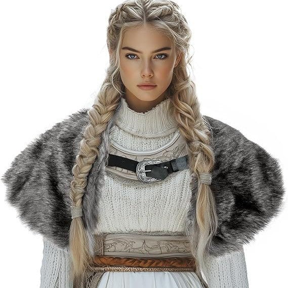 Women's Short Faux Fur Shoulder Cape with Bolero-Like Silhouette Mune Fashion