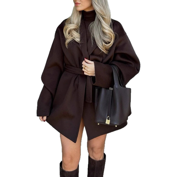 Women's wrap coat with tie belt and oversized sleeves Mune Fashion