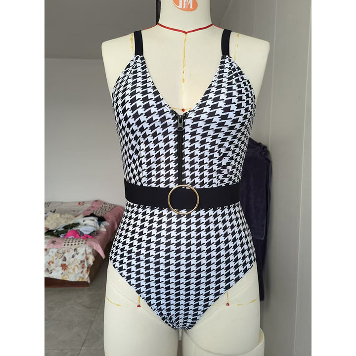 Women's One-Piece Swimsuit with Elegant Belt Details Mune Fashion