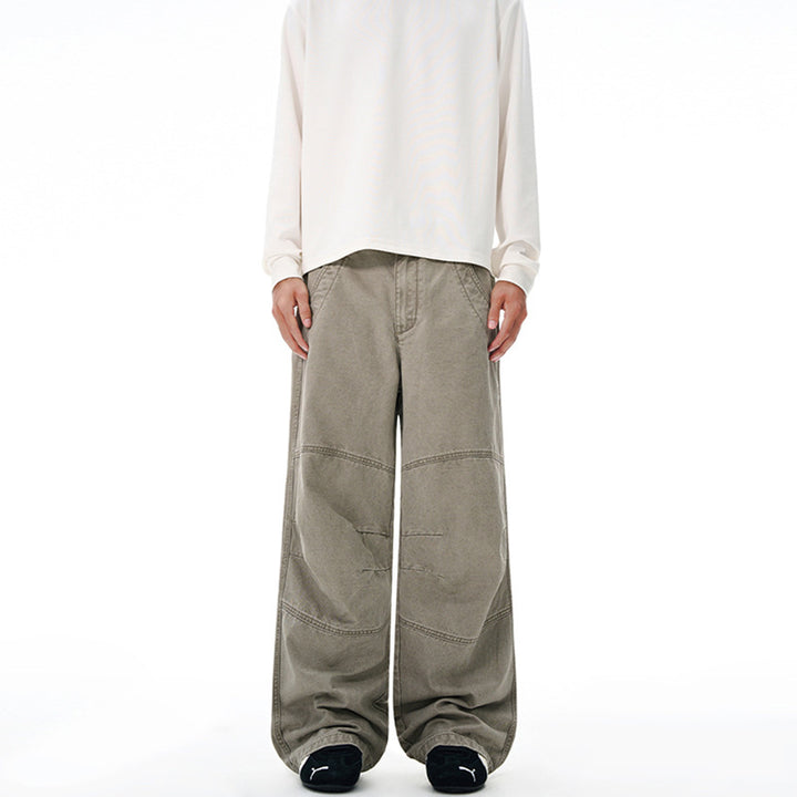 Men's Wide Panel Baggy Trousers made of Cotton Twill with Knee Inserts Mune Fashion