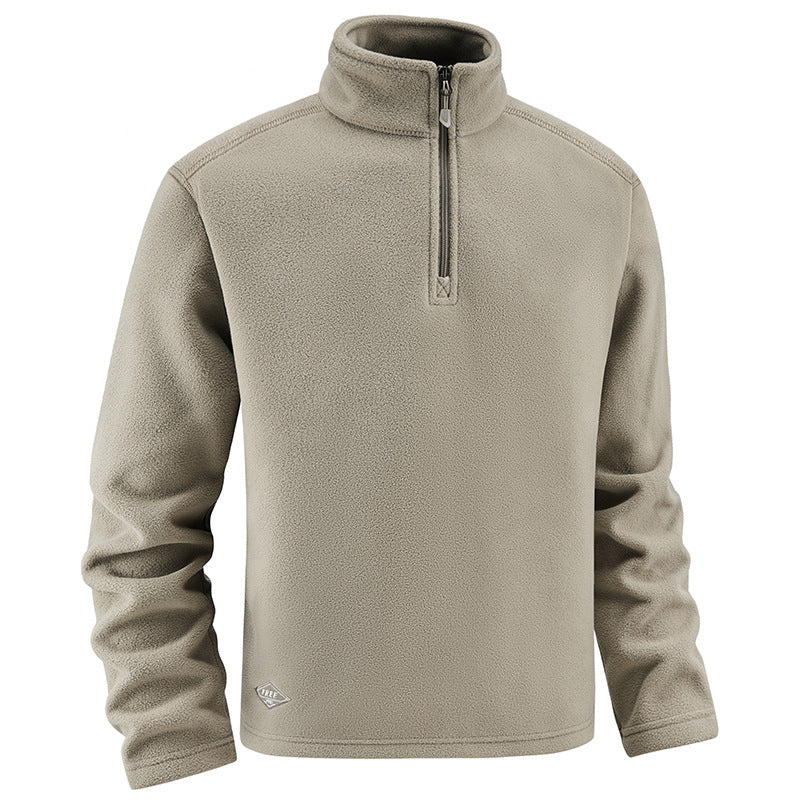 Men's fleece pullover with troyer collar and half zipper made of soft microfleece Mune Fashion