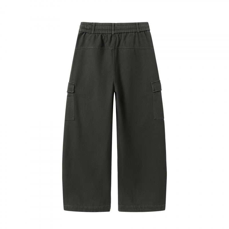 Women's Wide Cargo Pants with Drawstring Waistband, Flap Pockets, and Wide Leg Mune Fashion